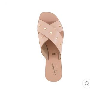 SEYCHELLES TOTAL RELAXATION STUD SANDAL IN VACCHETTA New 7.5